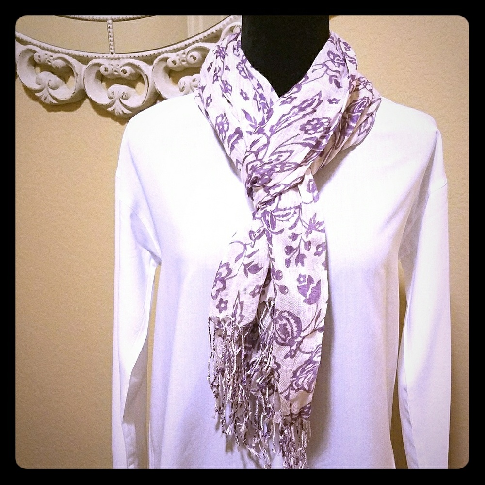 Classy Purple and White Flower Scarf